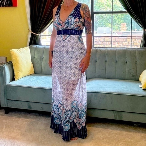 🔥Summer Festival🔥 Alya Boho Paisley Faux Wrap Top Maxi Dress🌺💋 - Picture 1 of 4